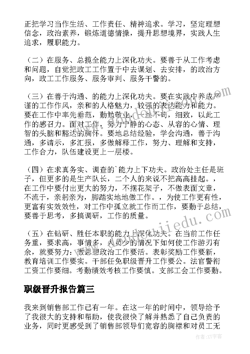 最新职级晋升报告 财务职级晋升述职报告(通用5篇)