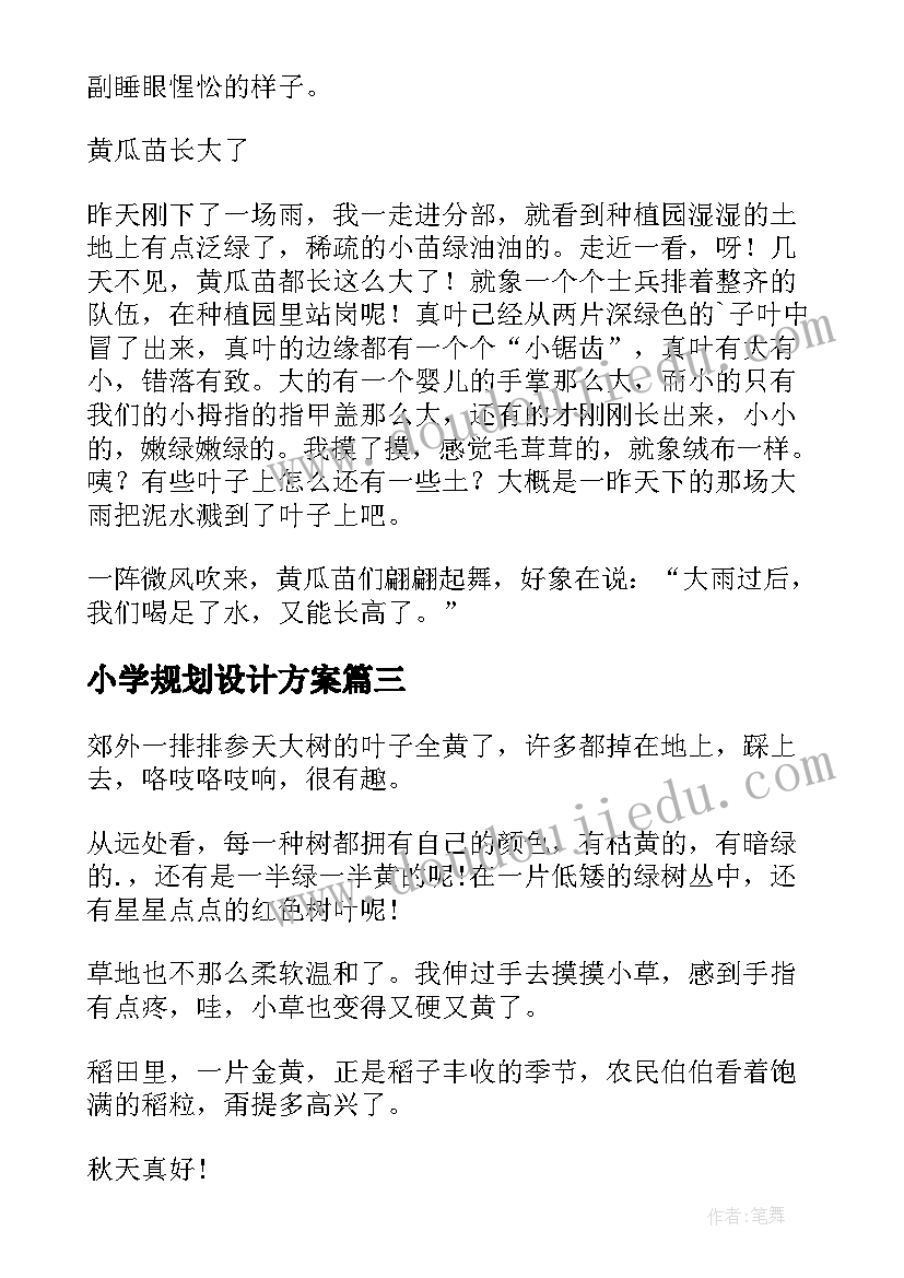 小学规划设计方案 小学党心得体会(通用8篇)