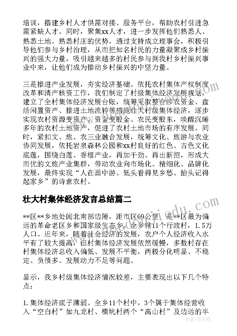 壮大村集体经济发言总结(通用5篇)