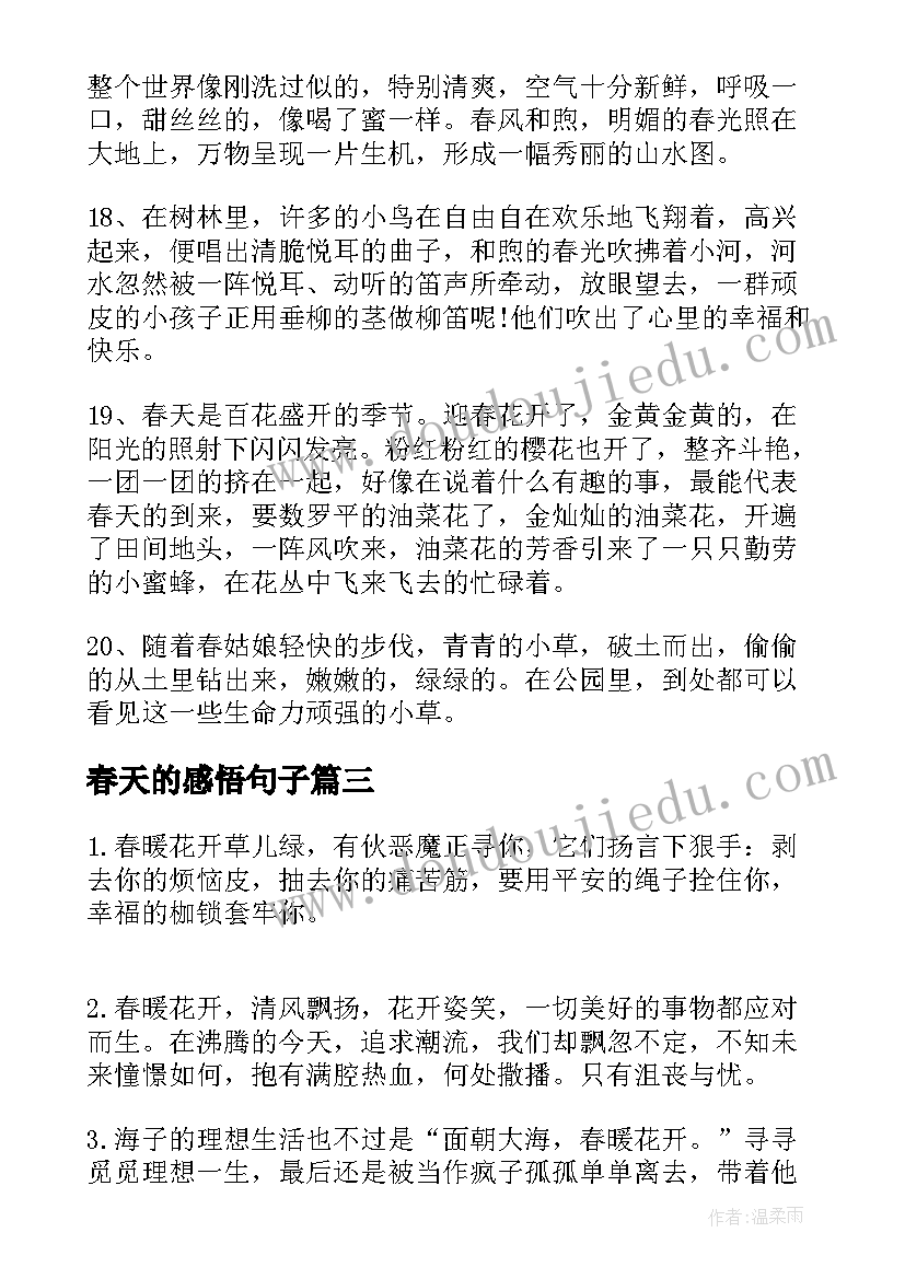 2023年春天的感悟句子(优质10篇)