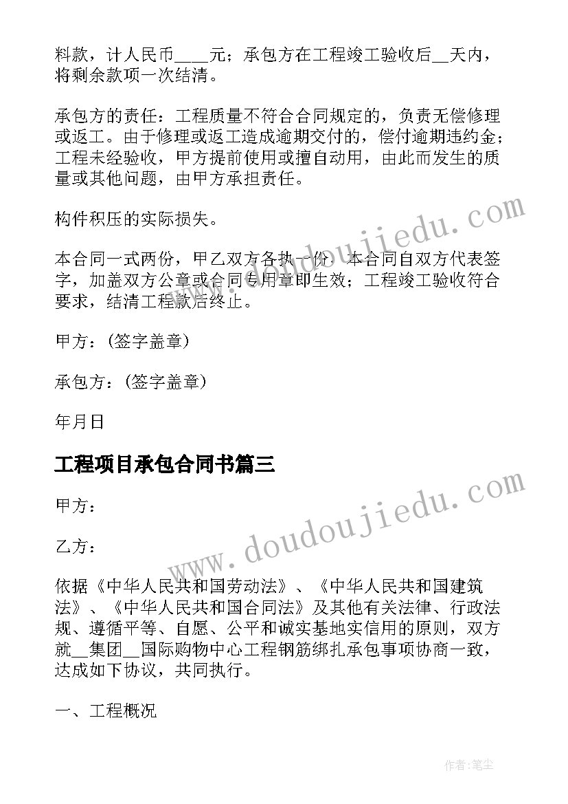 工程项目承包合同书(精选5篇)