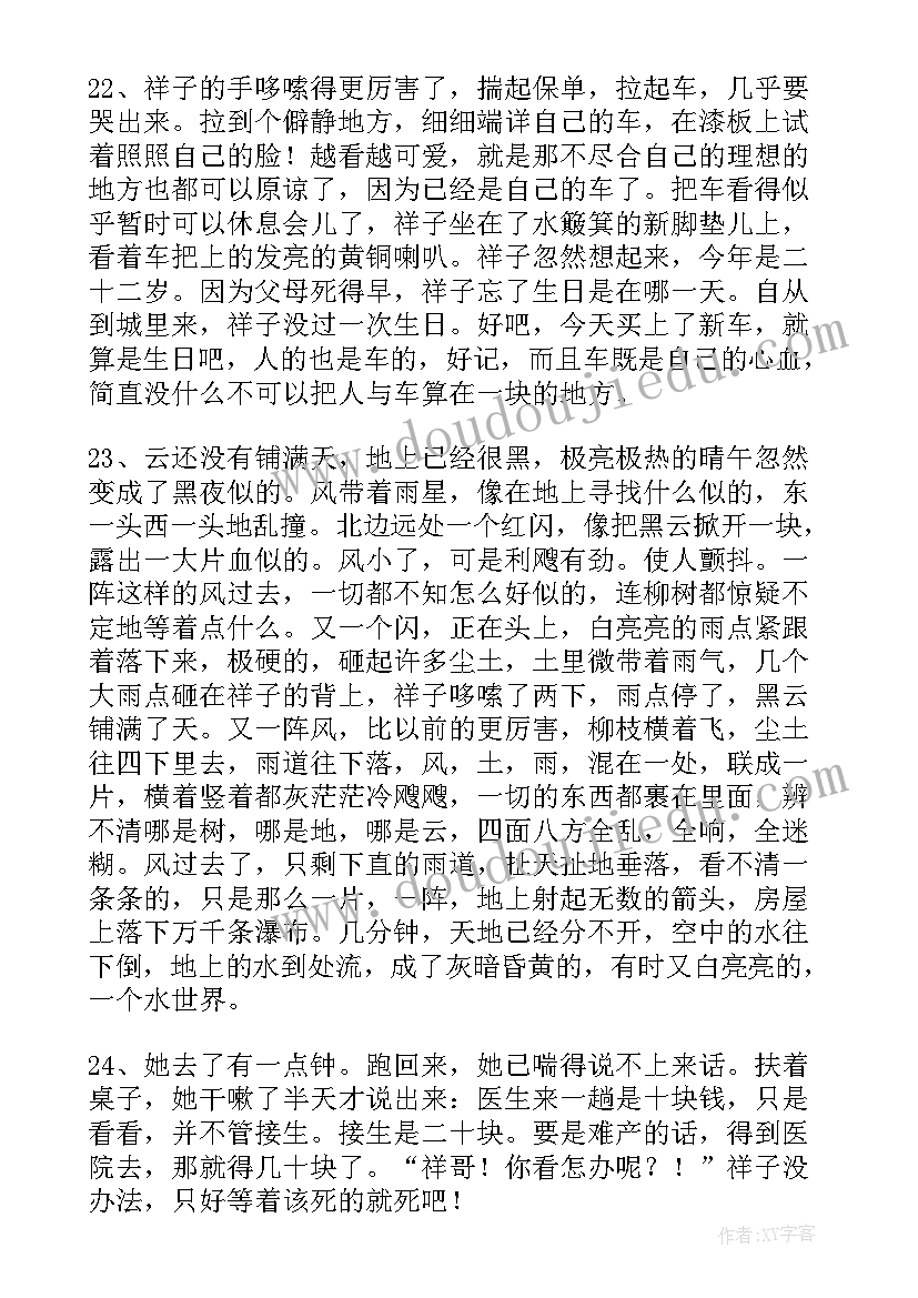 最新第一章骆驼祥子读后感 骆驼祥子第一章读后感(模板5篇)