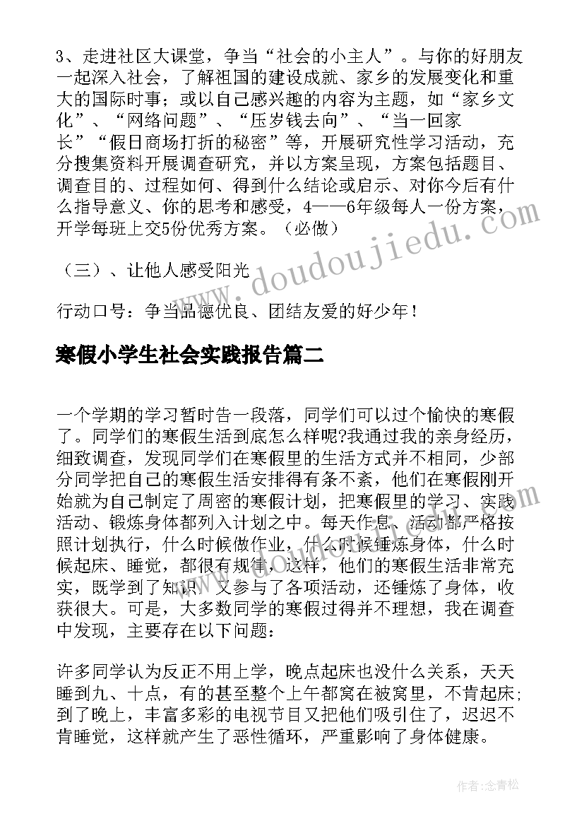 寒假小学生社会实践报告 小学生寒假社会实践活动策划方案(实用6篇)