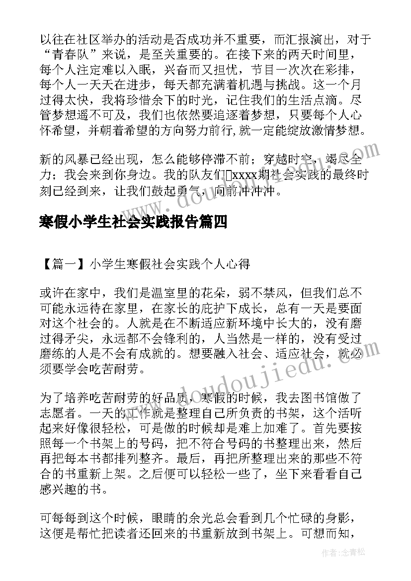 寒假小学生社会实践报告 小学生寒假社会实践活动策划方案(实用6篇)