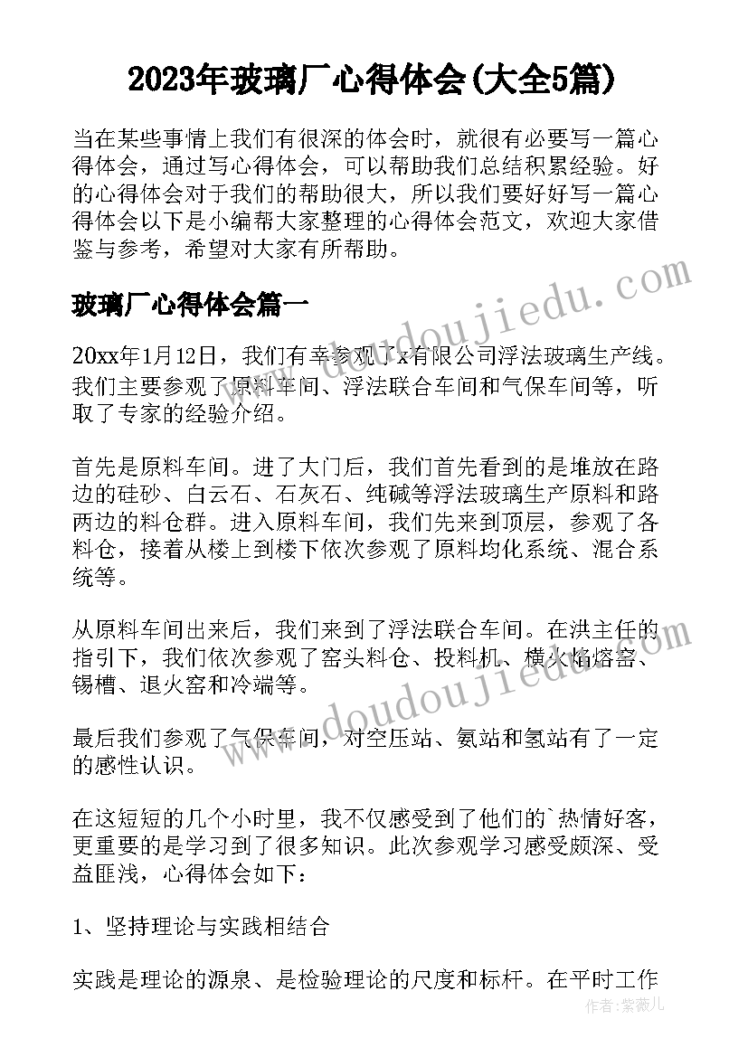 2023年玻璃厂心得体会(大全5篇)