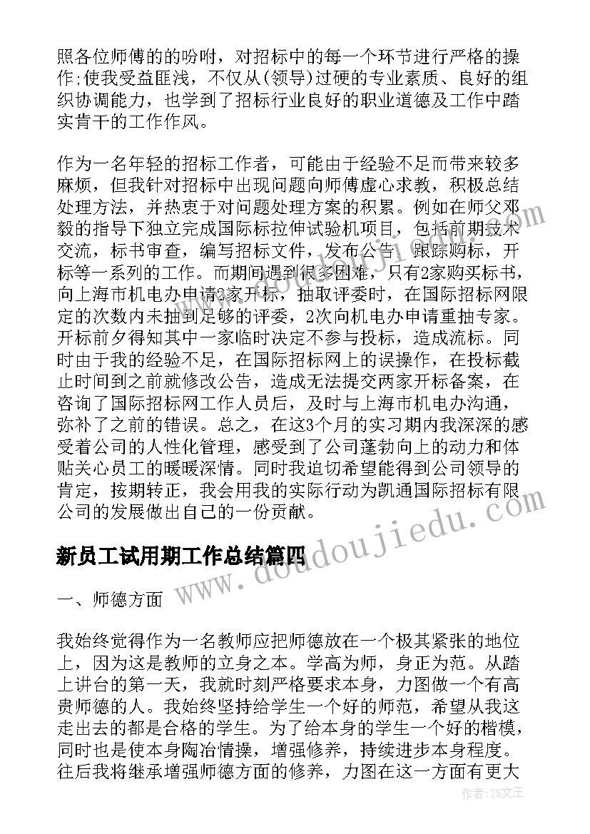 最新新员工试用期工作总结(实用5篇)