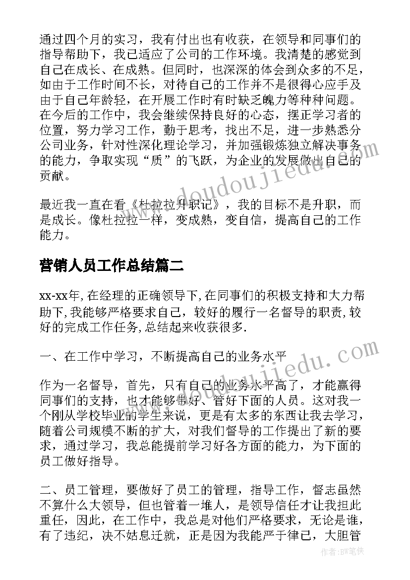 2023年营销人员工作总结(实用7篇)