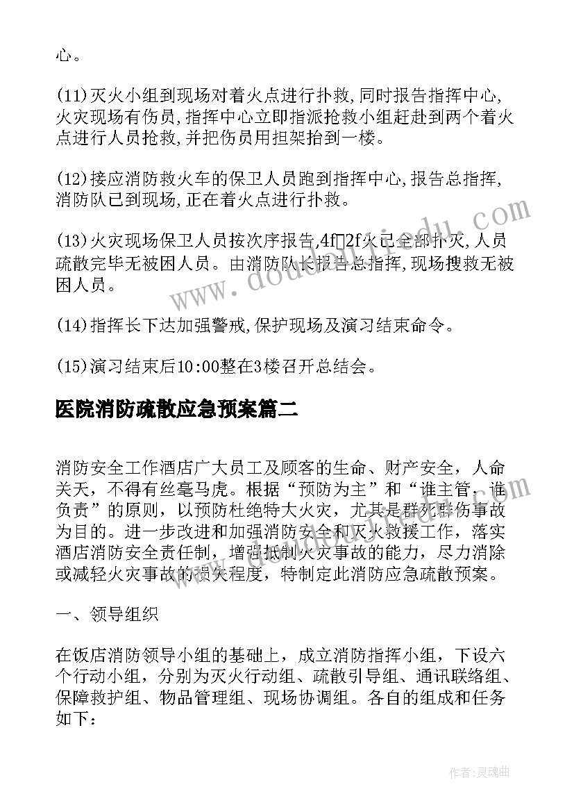 最新医院消防疏散应急预案(大全8篇)