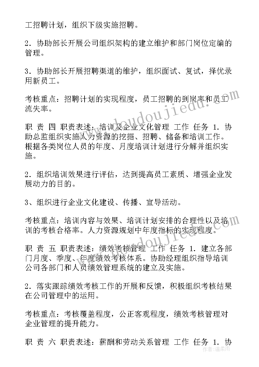 最新人力合规化经理岗位说明书(优质5篇)