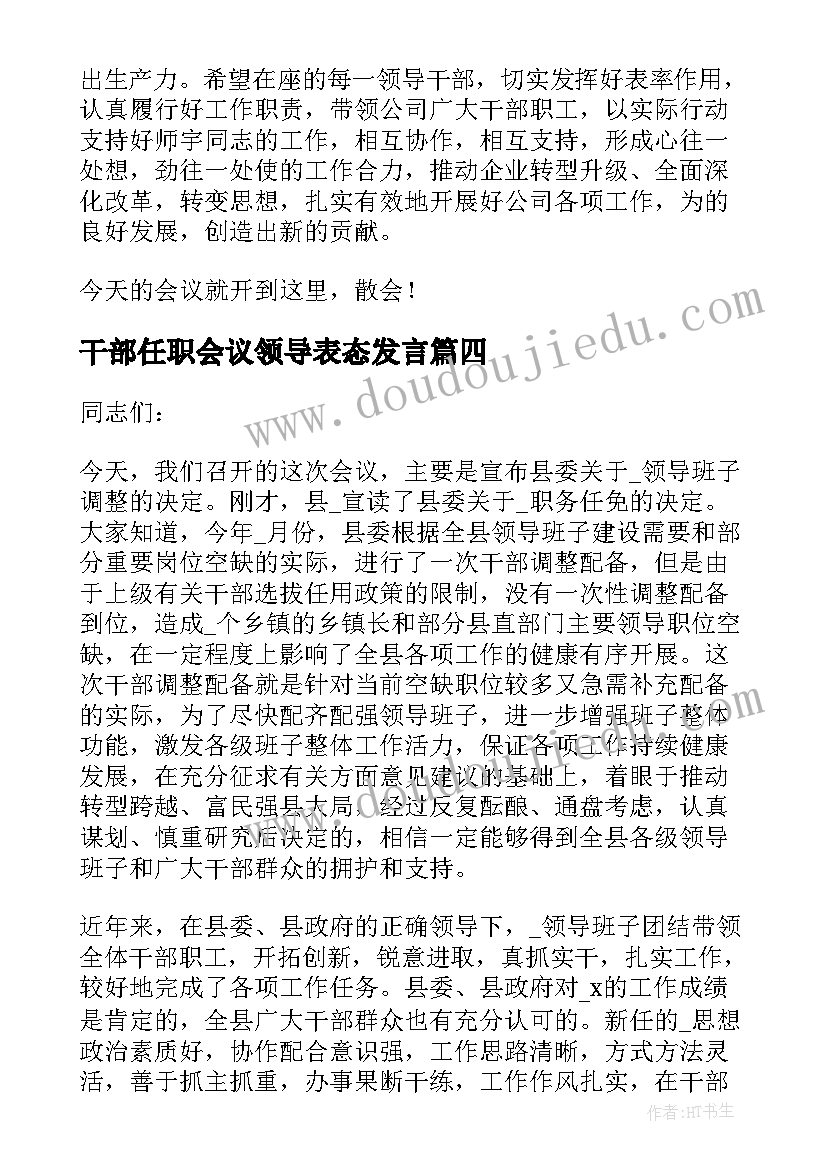 2023年干部任职会议领导表态发言 在中层干部任职会议上的讲话(汇总5篇)