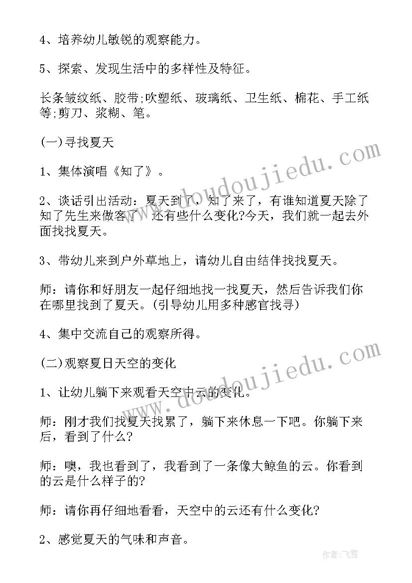 2023年幼儿园夏天活动方案中班(模板5篇)