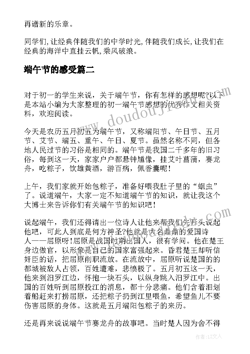 端午节的感受 端午节活动个人心得感想(大全6篇)