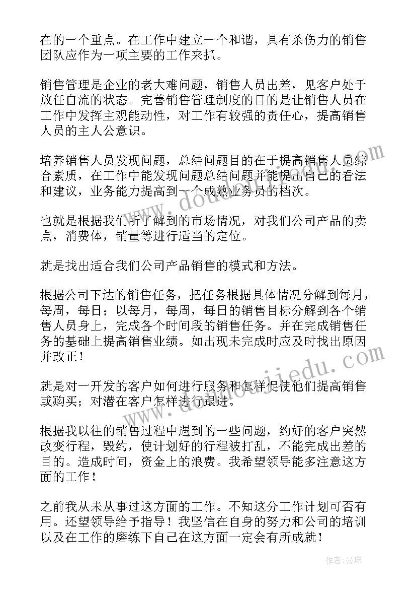 销售计划工作表 经理销售工作计划集合(大全5篇)