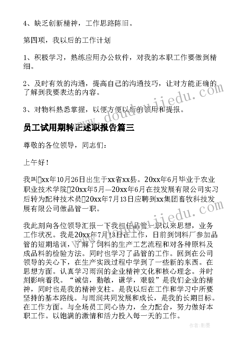 2023年员工试用期转正述职报告(模板5篇)