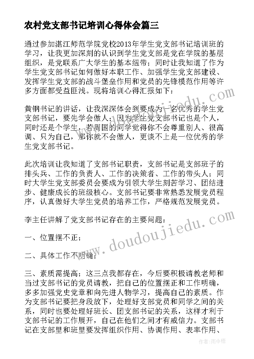 2023年农村党支部书记培训心得体会(大全5篇)