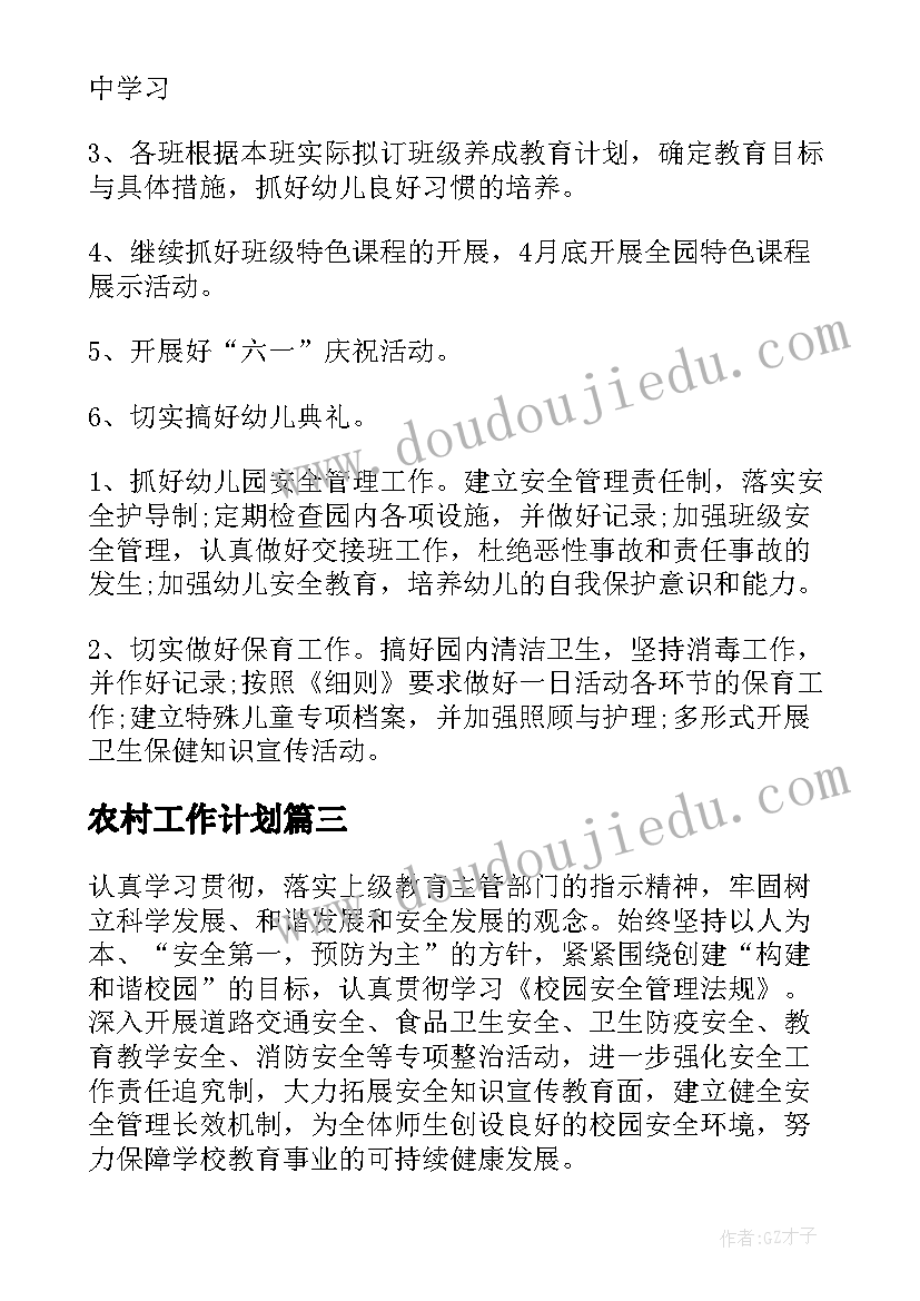 最新农村工作计划(汇总10篇)