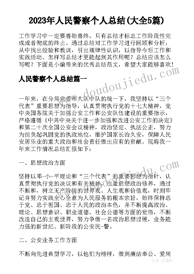 2023年人民警察个人总结(大全5篇)