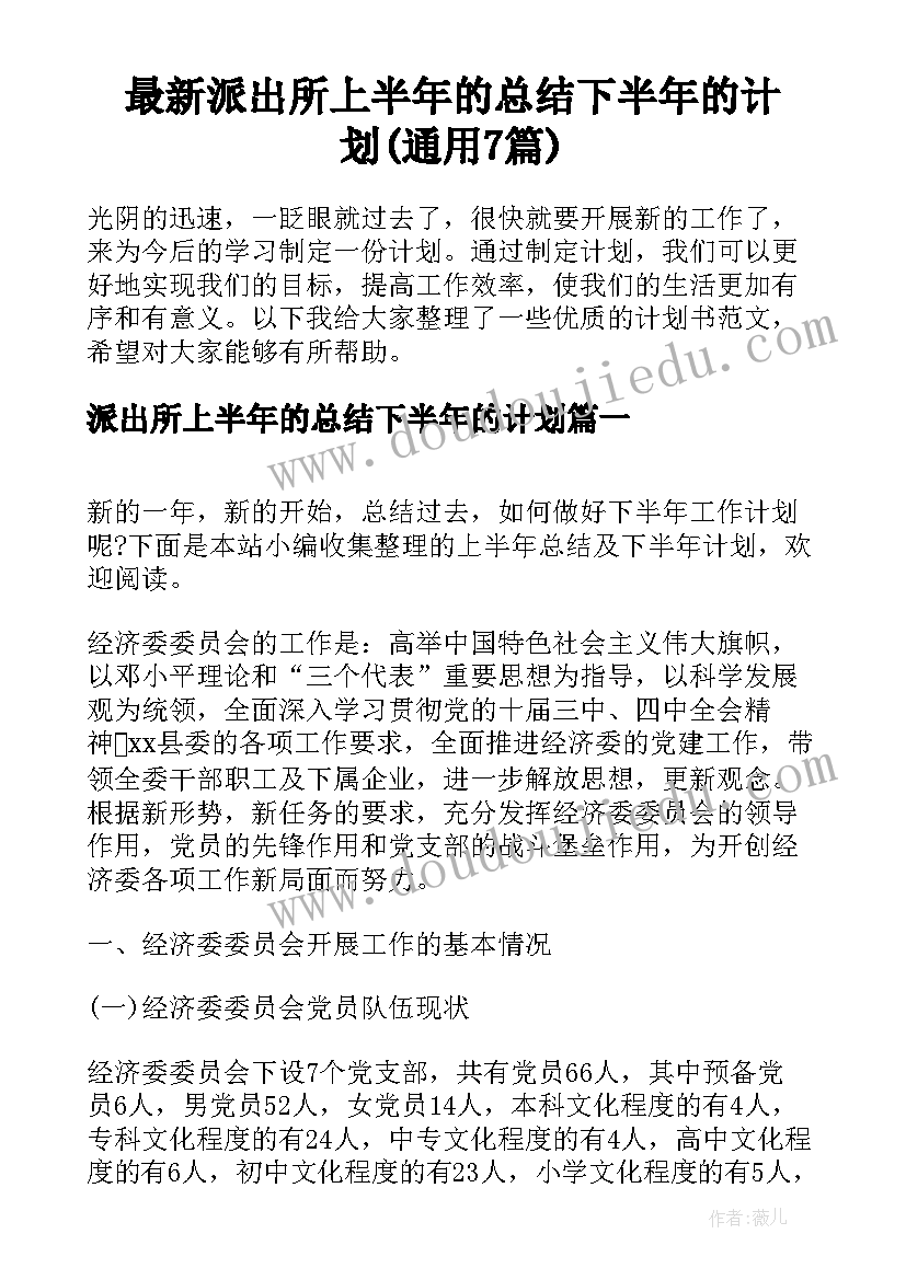 最新派出所上半年的总结下半年的计划(通用7篇)