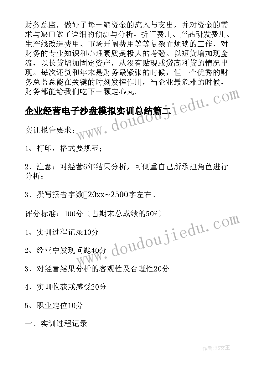 最新企业经营电子沙盘模拟实训总结(精选5篇)