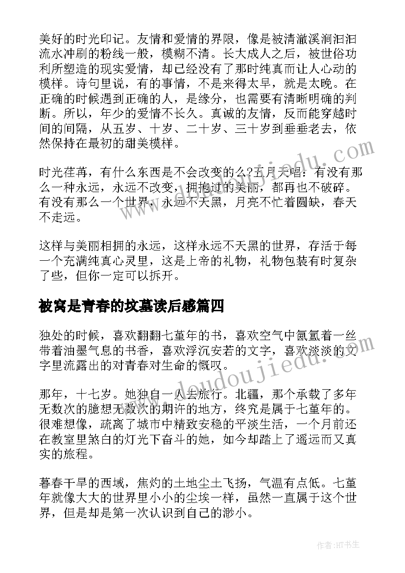 被窝是青春的坟墓读后感(优质5篇)