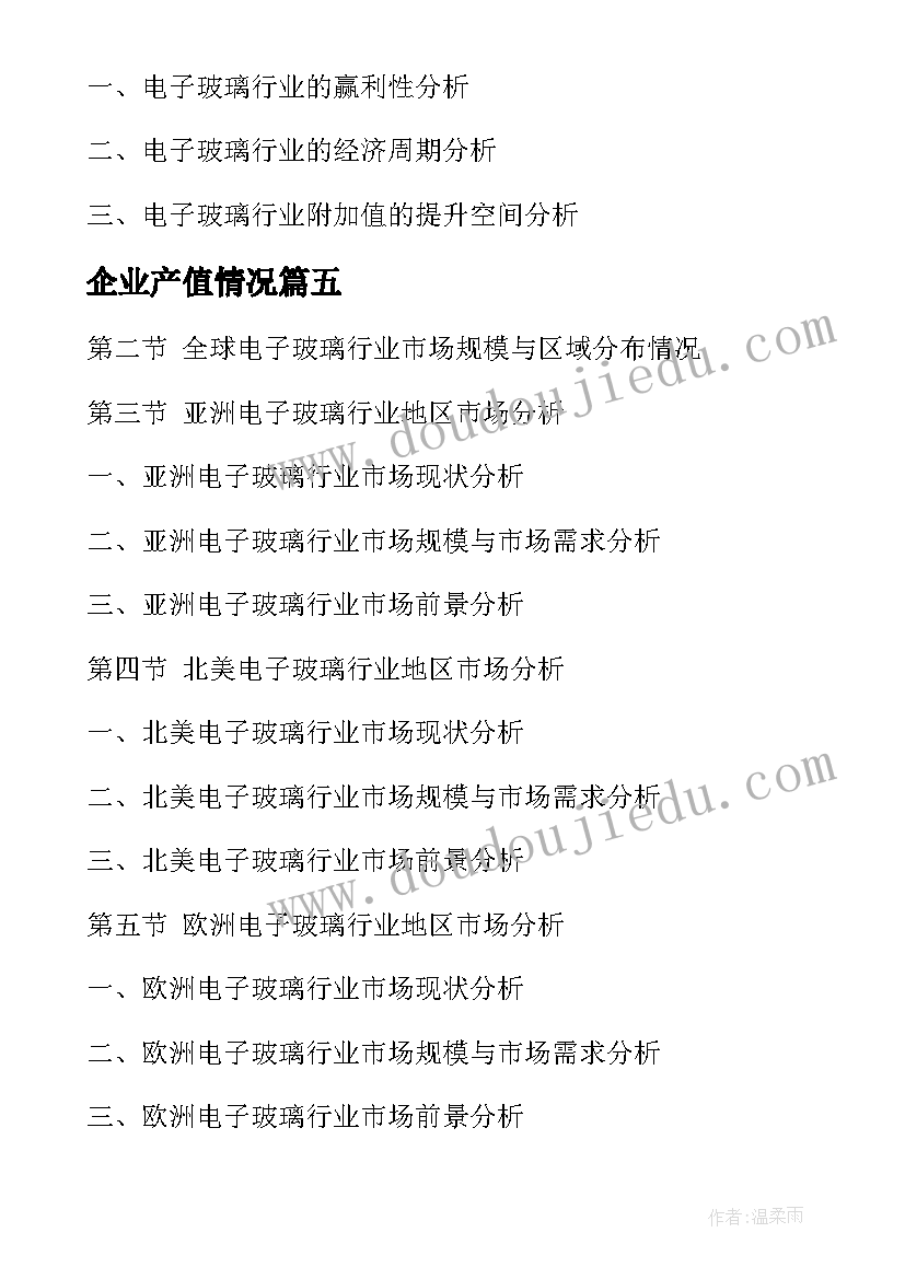 最新企业产值情况 玻璃企业产值分析报告(汇总5篇)