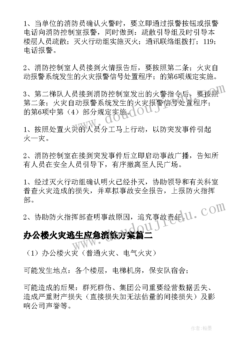 最新办公楼火灾逃生应急演练方案(模板5篇)