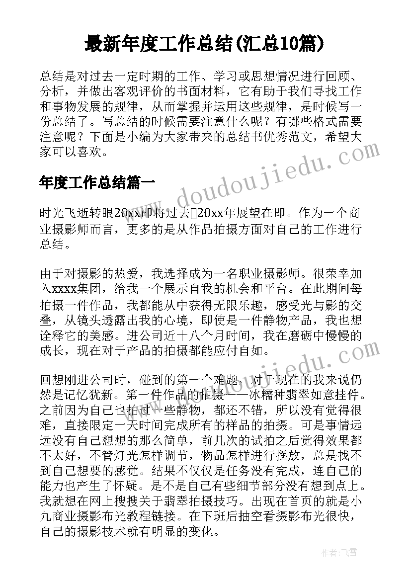 最新年度工作总结(汇总10篇)