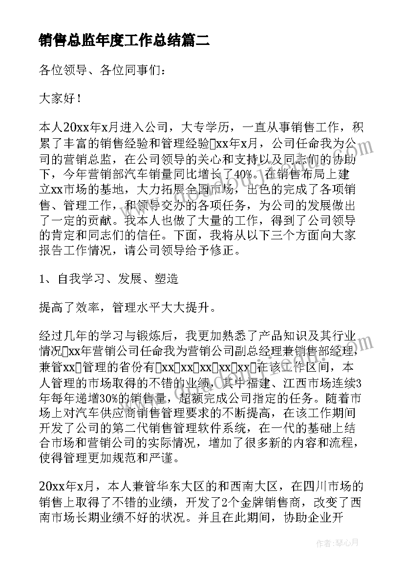 2023年销售总监年度工作总结(优质5篇)