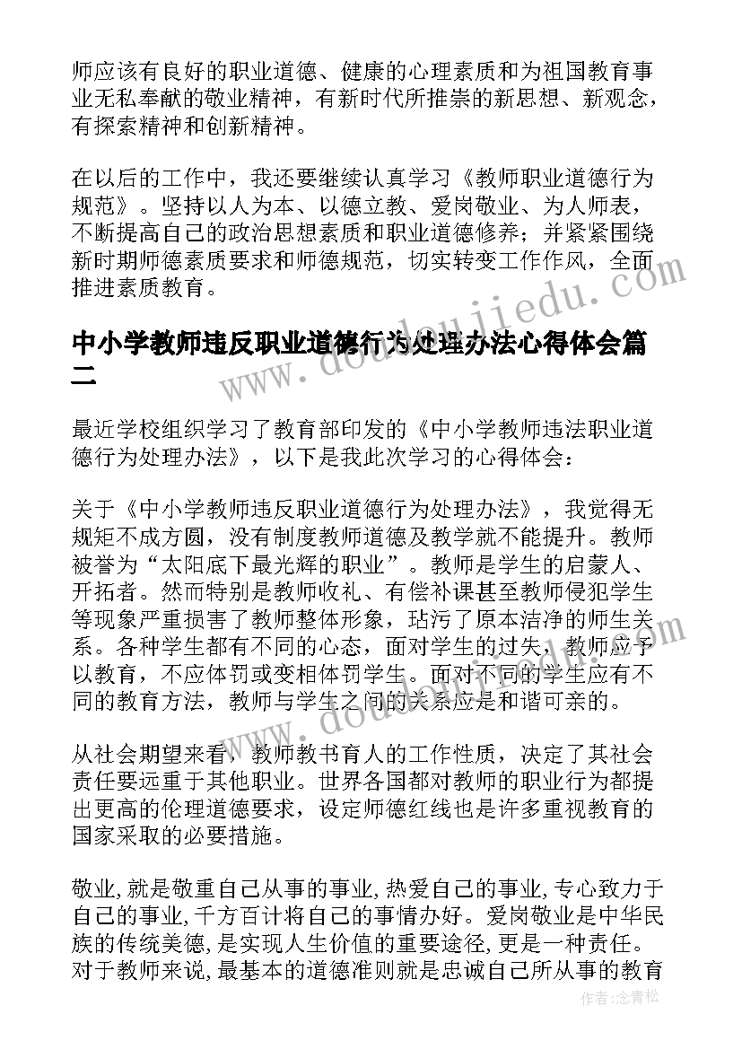 2023年中小学教师违反职业道德行为处理办法心得体会(实用5篇)