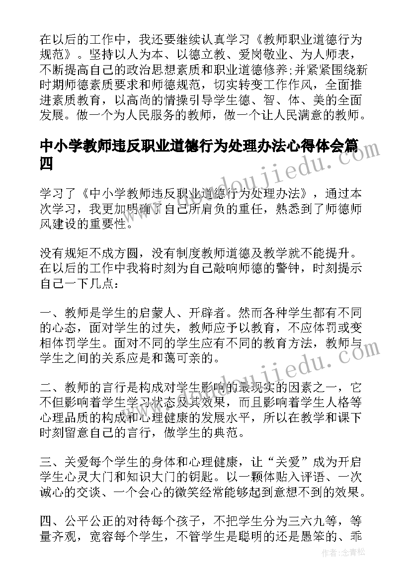 2023年中小学教师违反职业道德行为处理办法心得体会(实用5篇)