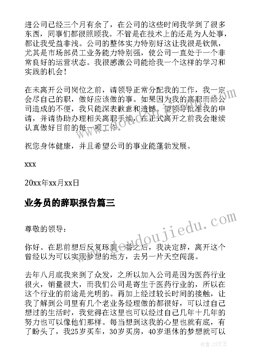 业务员的辞职报告 业务员辞职报告(优秀9篇)