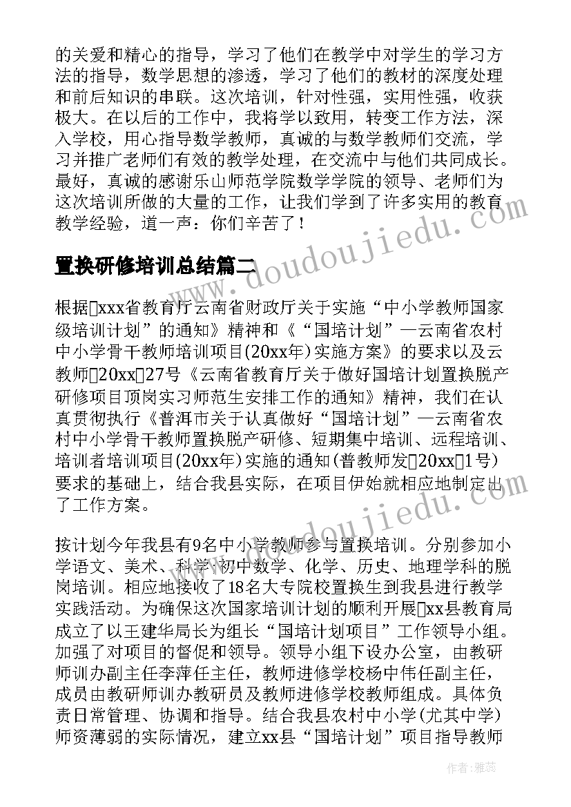 2023年置换研修培训总结(汇总5篇)