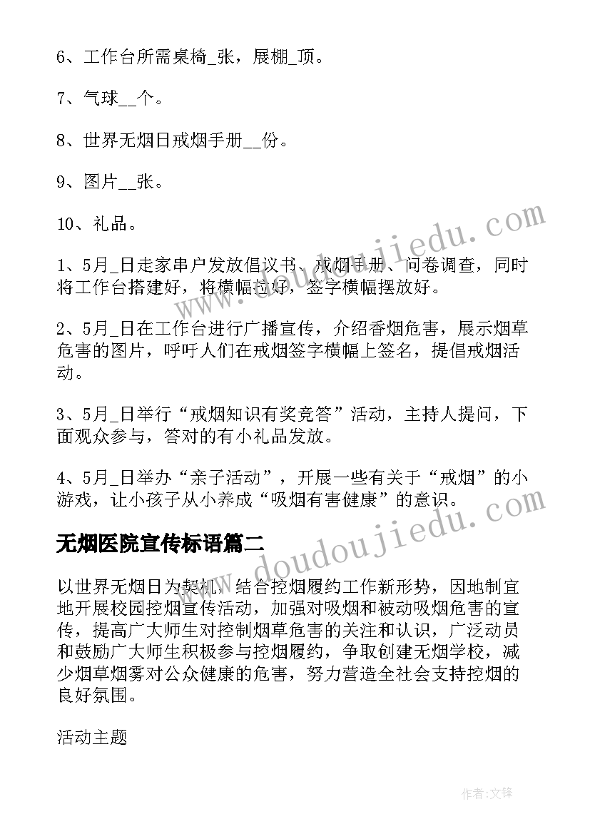 2023年无烟医院宣传标语(优质6篇)