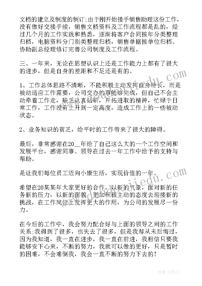 最新销售助理的年度总结(优质9篇)