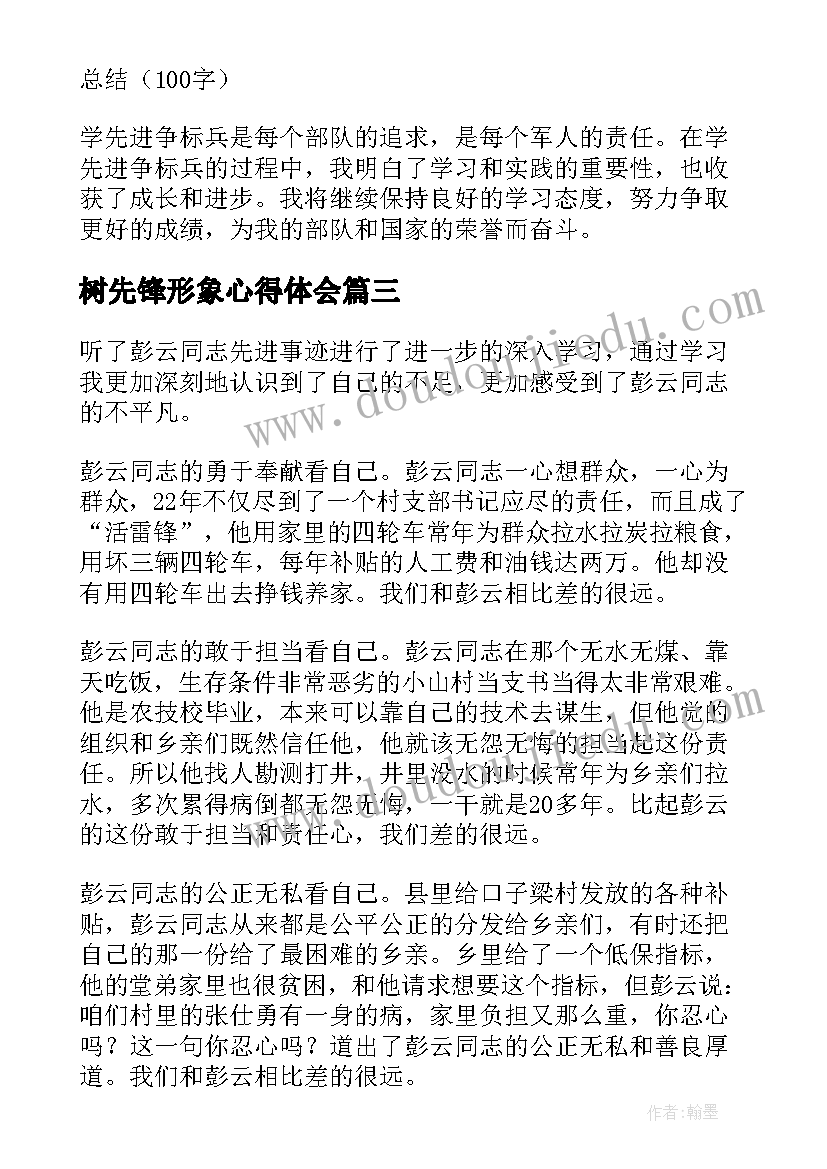 2023年树先锋形象心得体会(优质7篇)