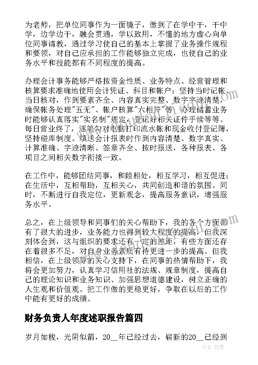 2023年财务负责人年度述职报告(精选5篇)