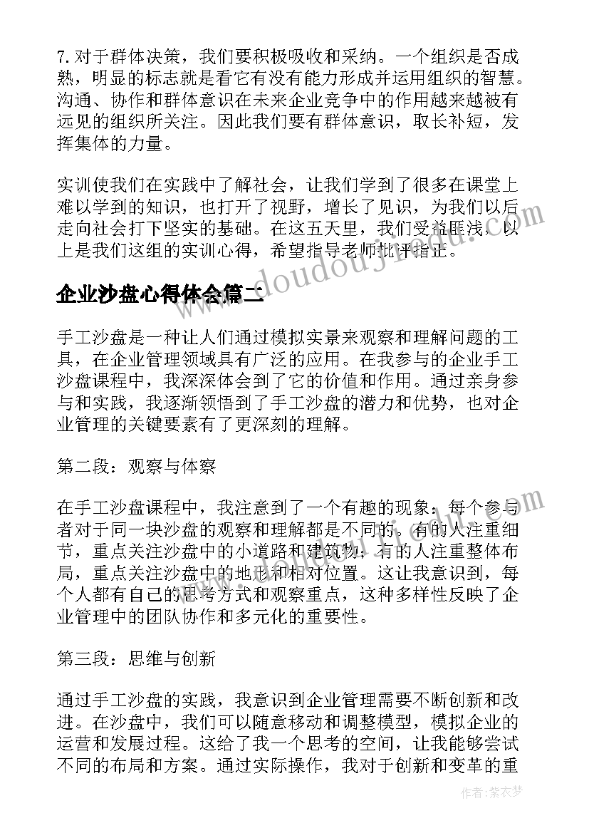 2023年企业沙盘心得体会(大全5篇)