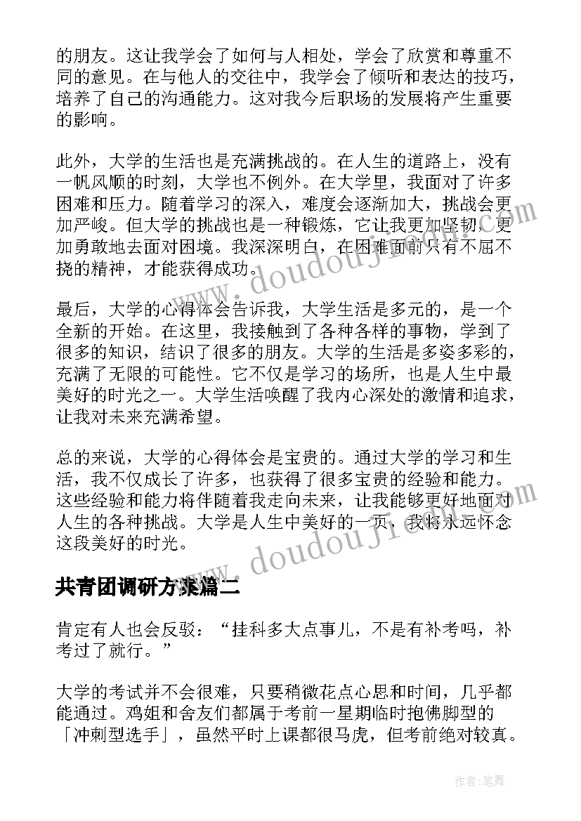 最新共青团调研方案(精选6篇)