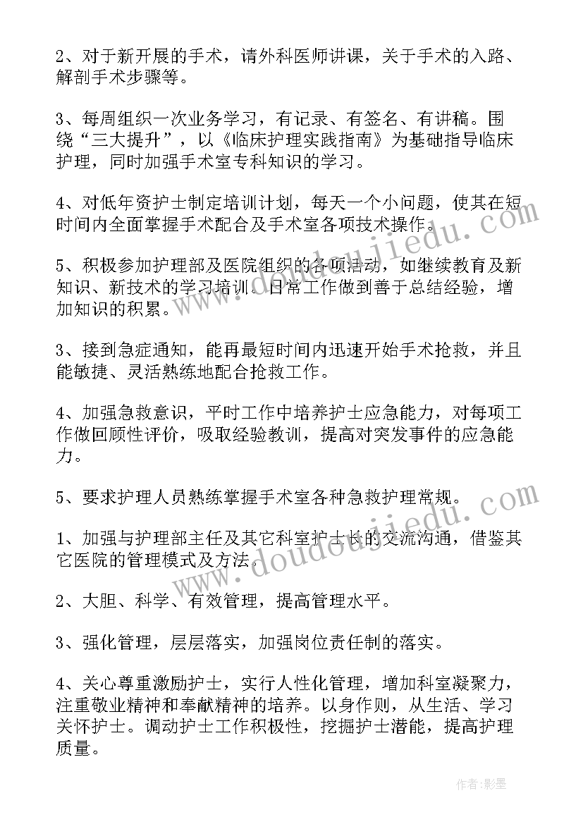 2023年围手术期护理工作 手术室护理工作计划(优秀5篇)