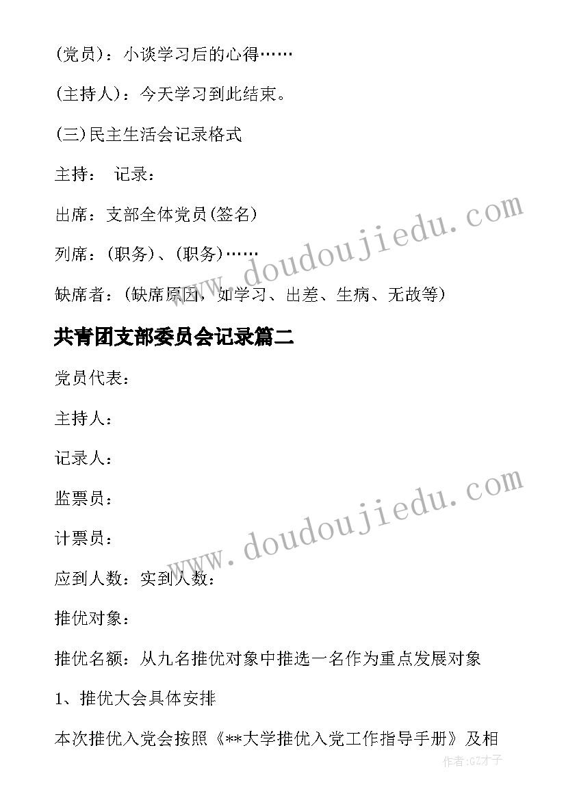 共青团支部委员会记录 团支部委员会会议记录(大全5篇)