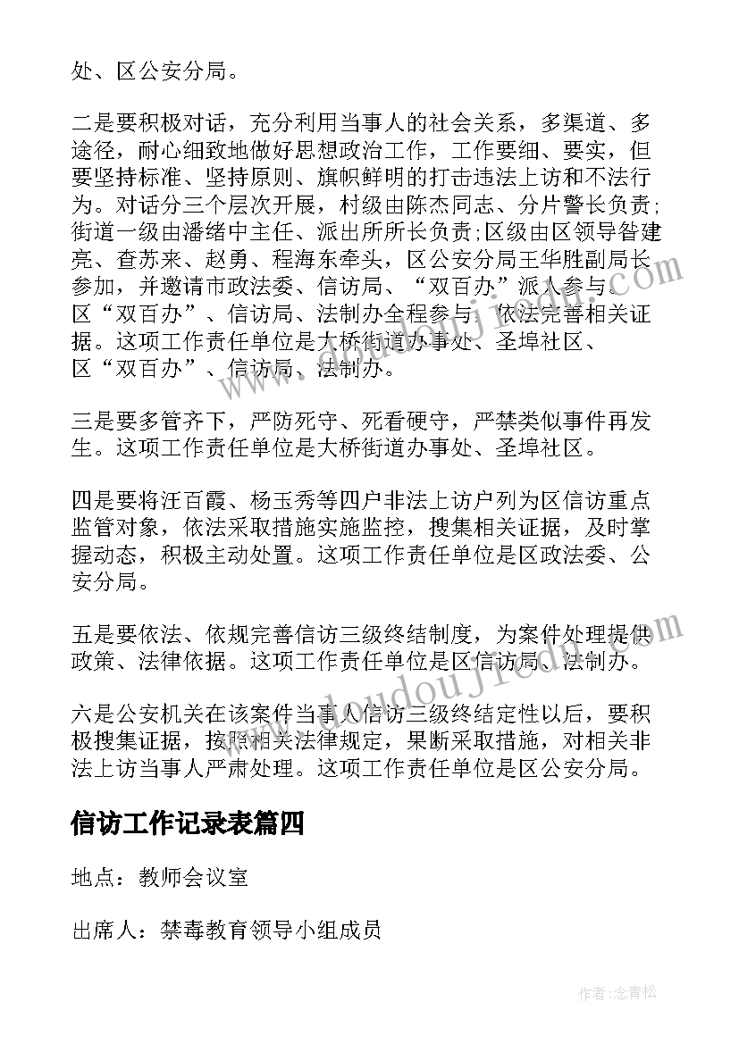 最新信访工作记录表 信访工作研判会议记录(汇总5篇)