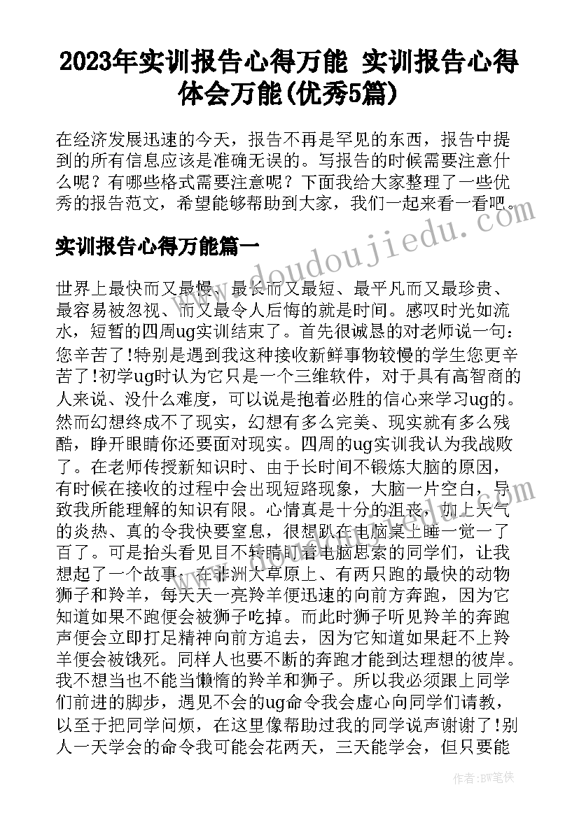 2023年实训报告心得万能 实训报告心得体会万能(优秀5篇)