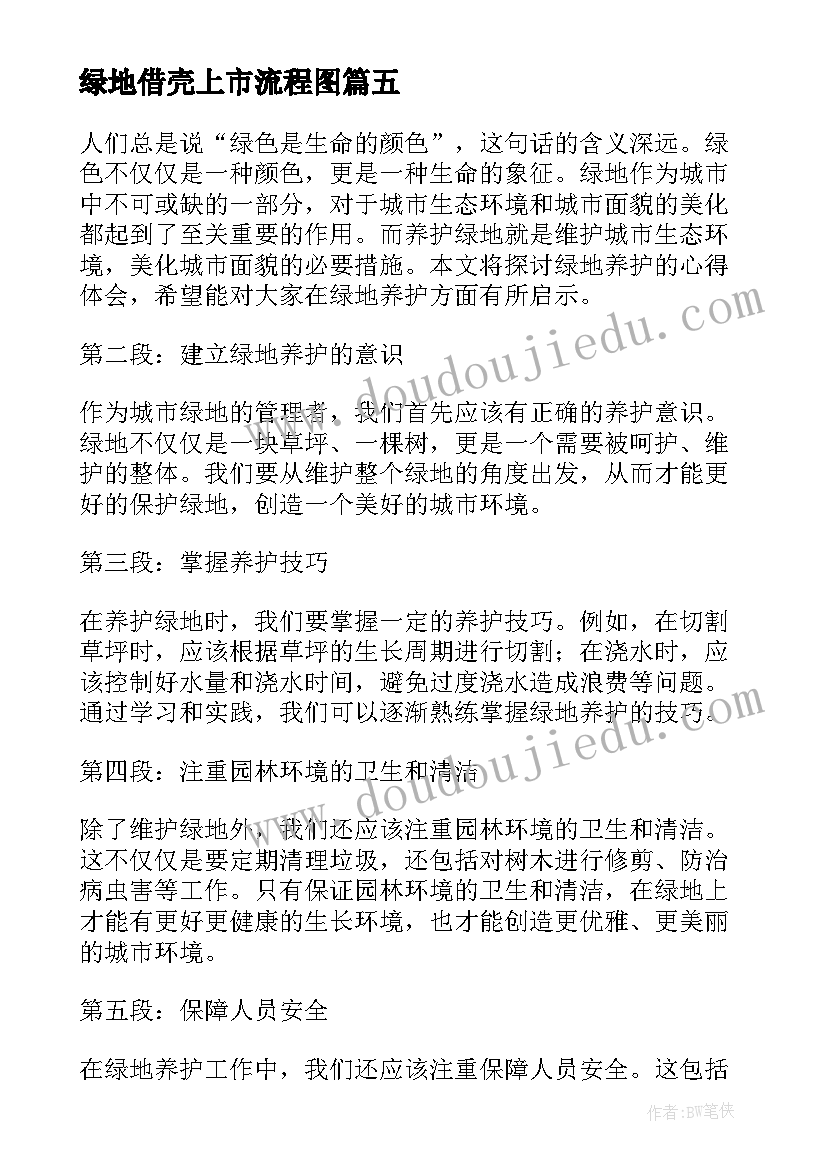 绿地借壳上市流程图 绿地养护心得体会(通用8篇)