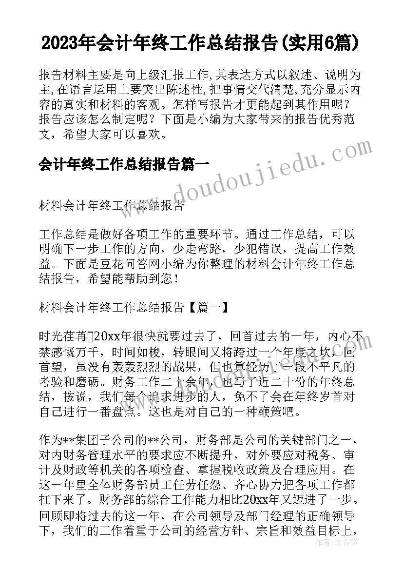 2023年会计年终工作总结报告(实用6篇)