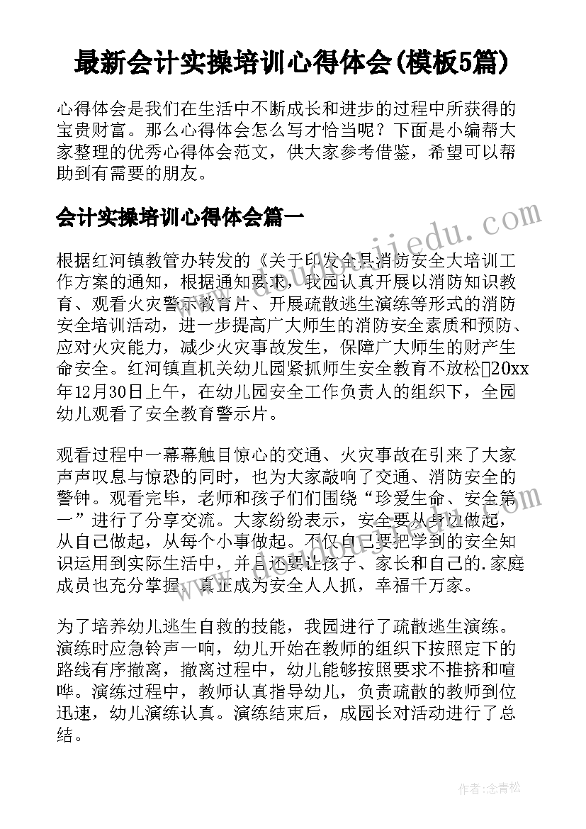 最新会计实操培训心得体会(模板5篇)