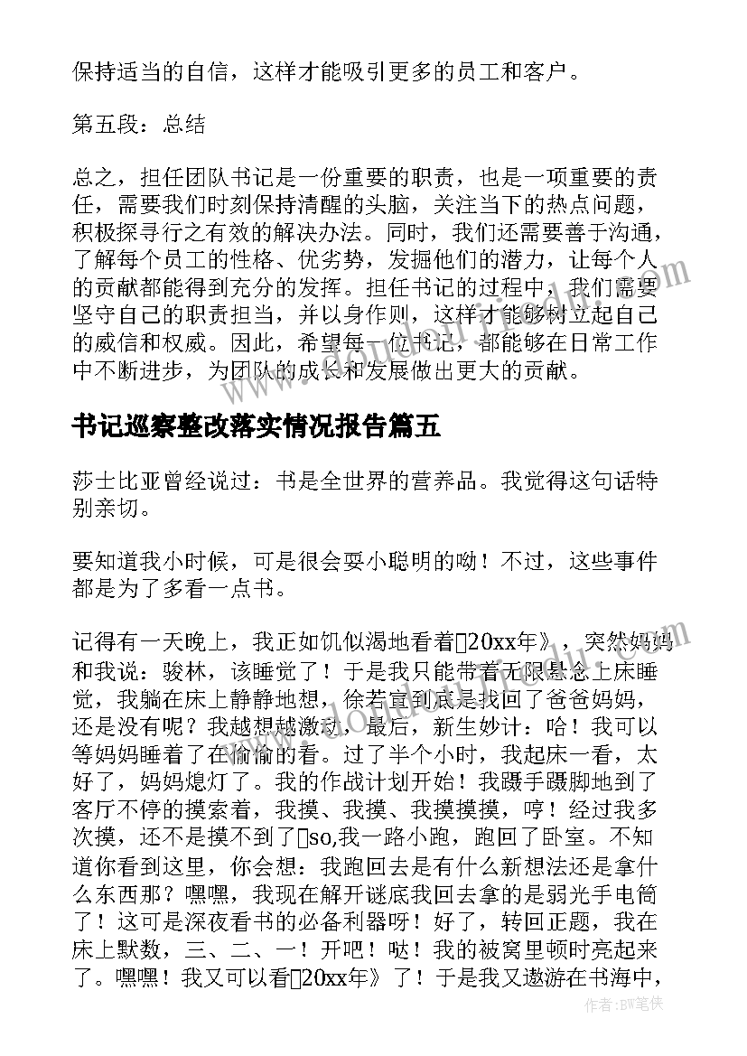 最新书记巡察整改落实情况报告(通用7篇)