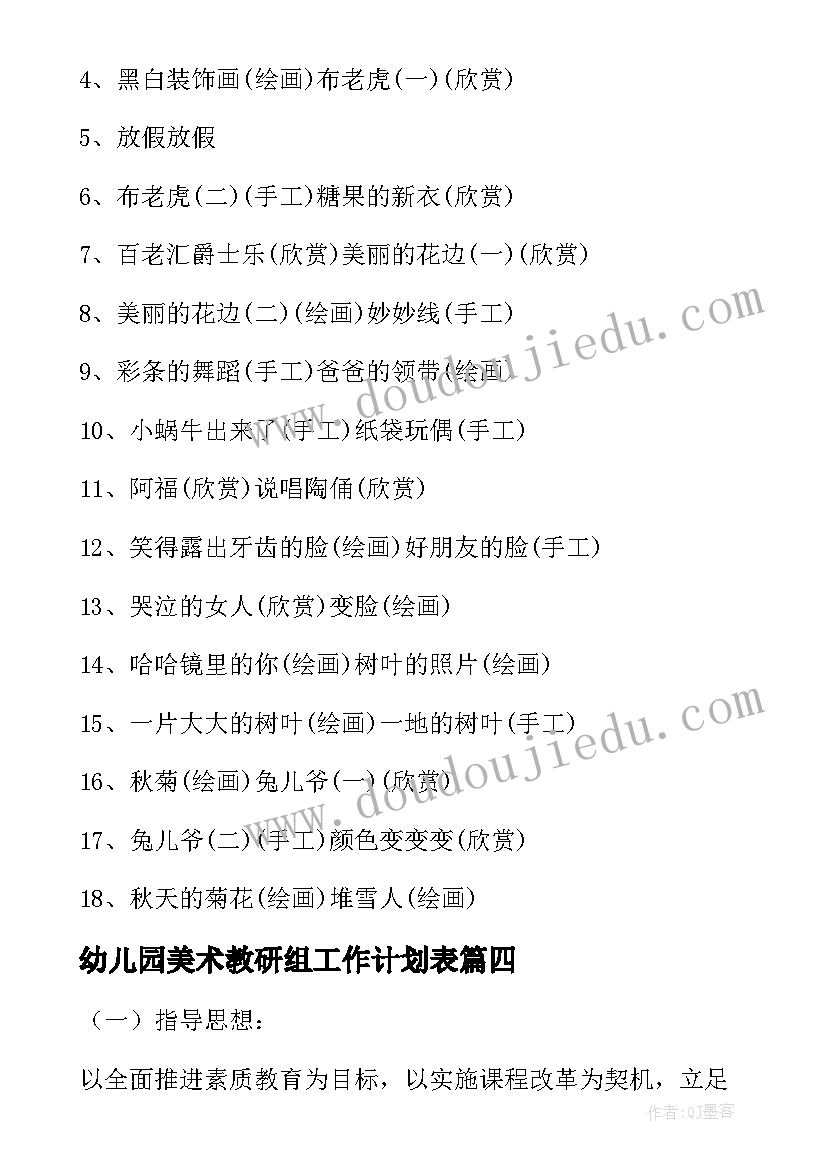 2023年幼儿园美术教研组工作计划表(优秀5篇)