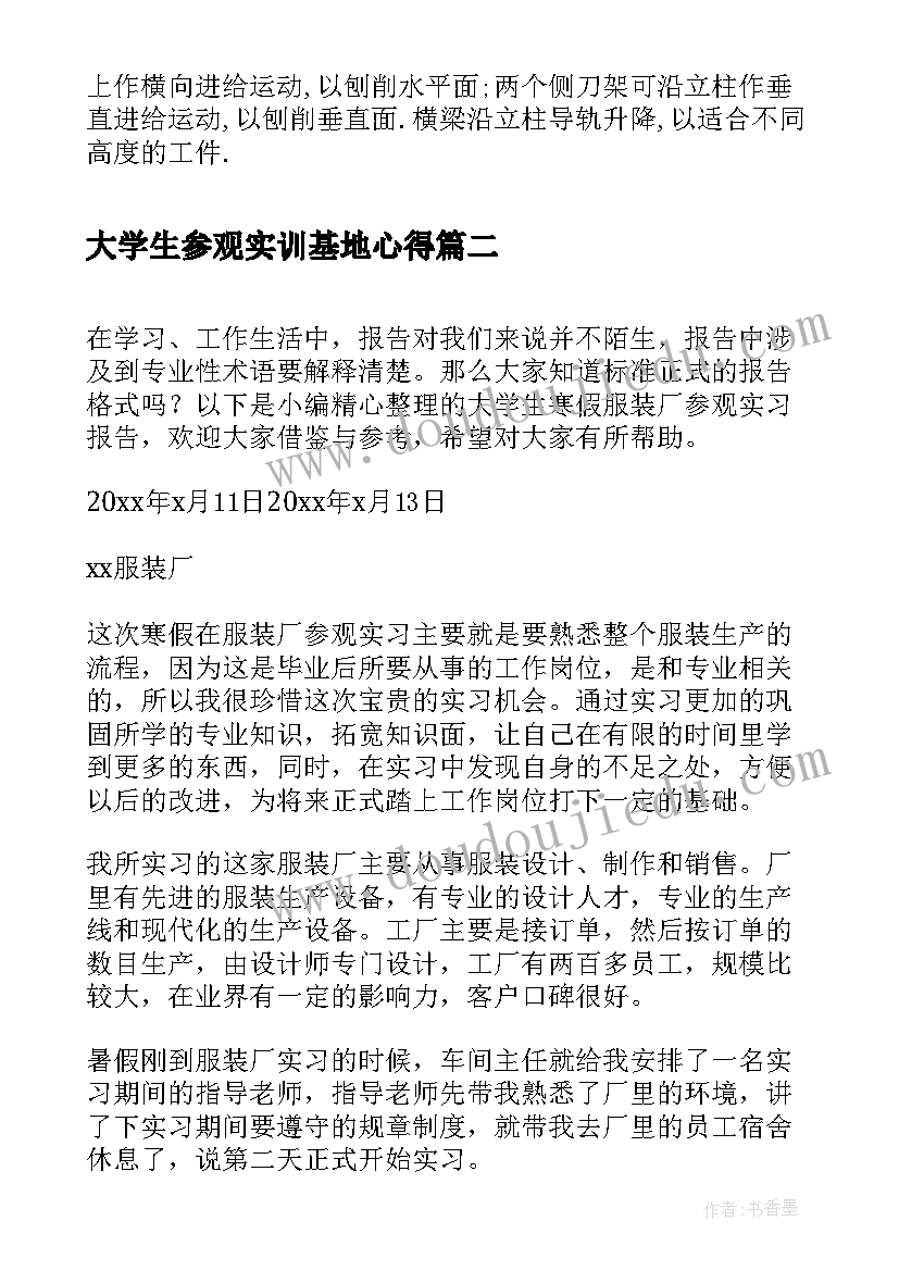 最新大学生参观实训基地心得(大全5篇)