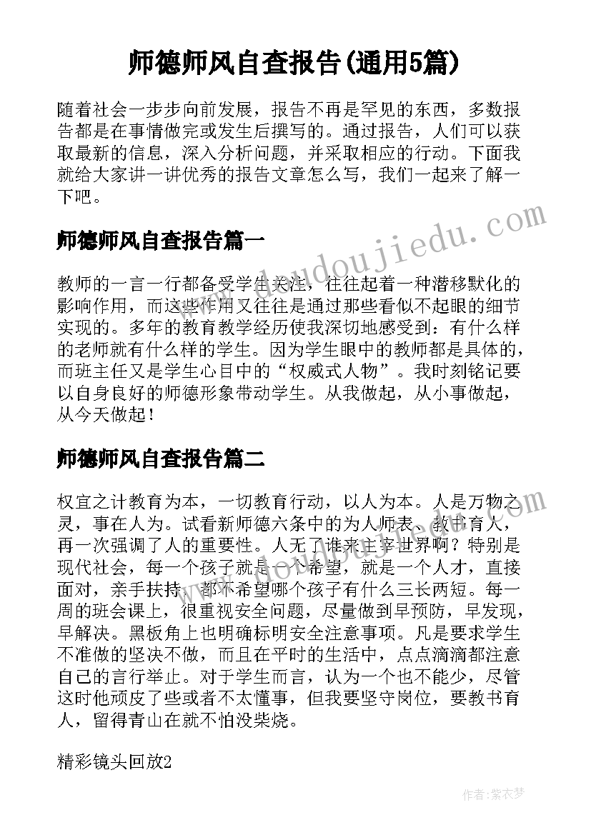 师德师风自查报告(通用5篇)