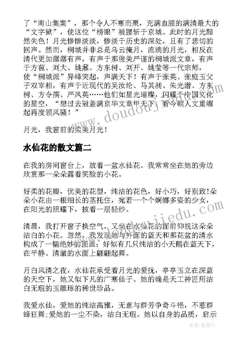 最新水仙花的散文(模板5篇)